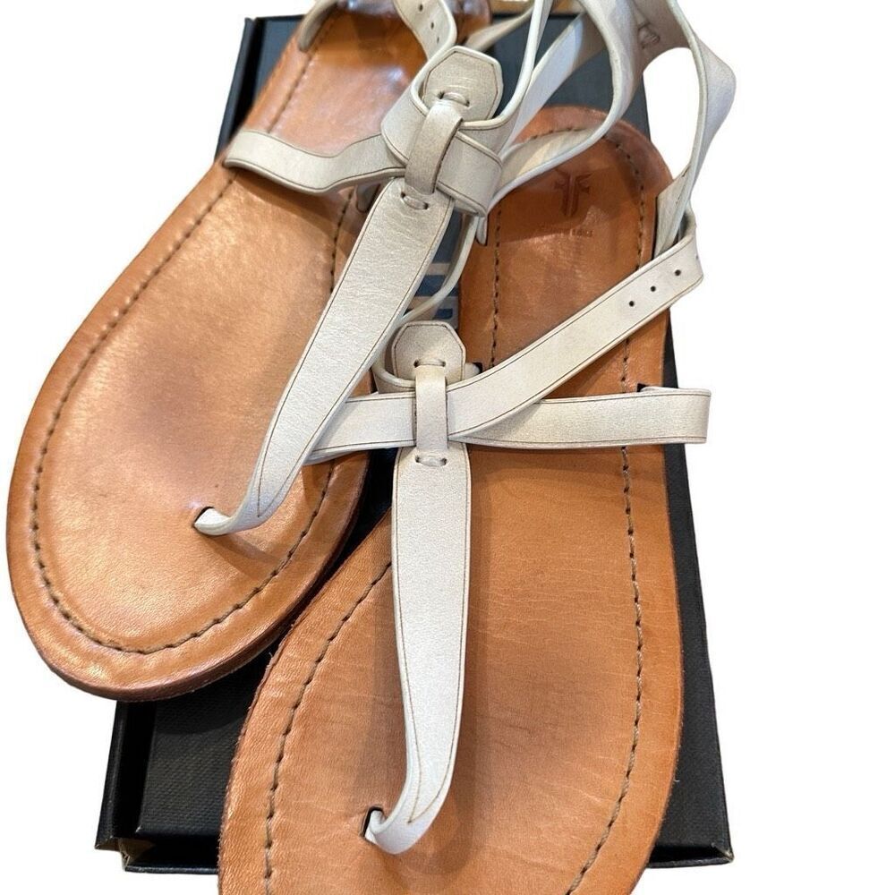Frye Rachel T white leather sandals - Picture 1 of 5